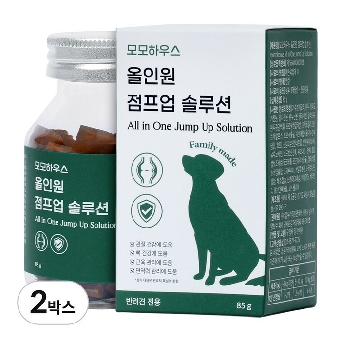 모모하우스 강아지 관절 영양제 슬개골 탈구 MSM콘드로이친보스웰리아초록입홍합 관절연골 반려견 영양제, 2박스