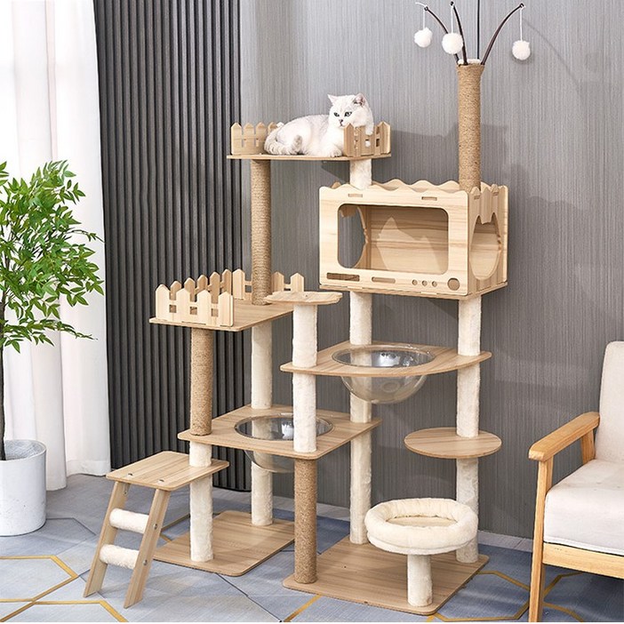 대형 고양이 놀이 시설 목제 캣타워 사계절 사용 가능 캣타워