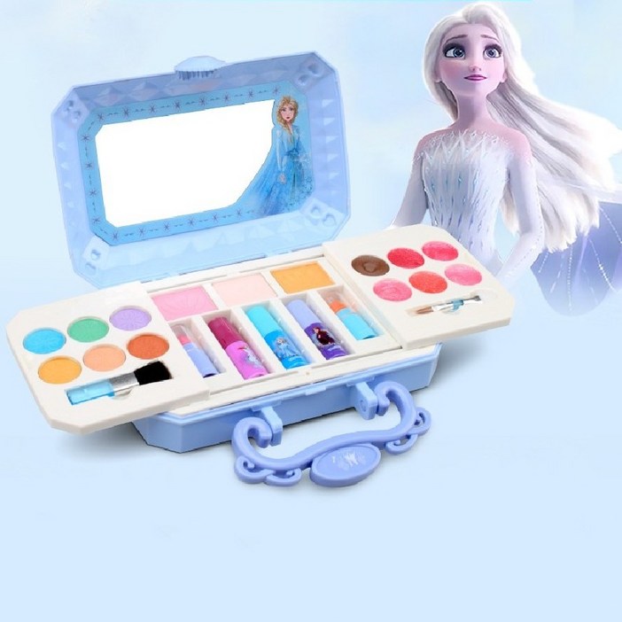 신형 디즈니 겨울왕국 어린이 화장세트박스 정품 메이크업 안나 엘사 선물세트 와이알, 블루 미니 화장박스, 1개