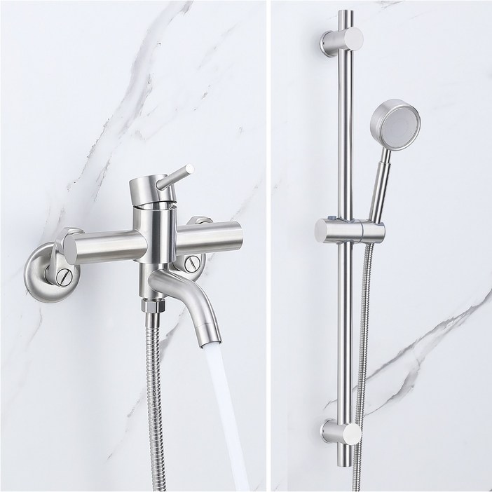 준앤코 스테인리스 샤워기세트 샤워수전 슬라이드바 욕조샤워기