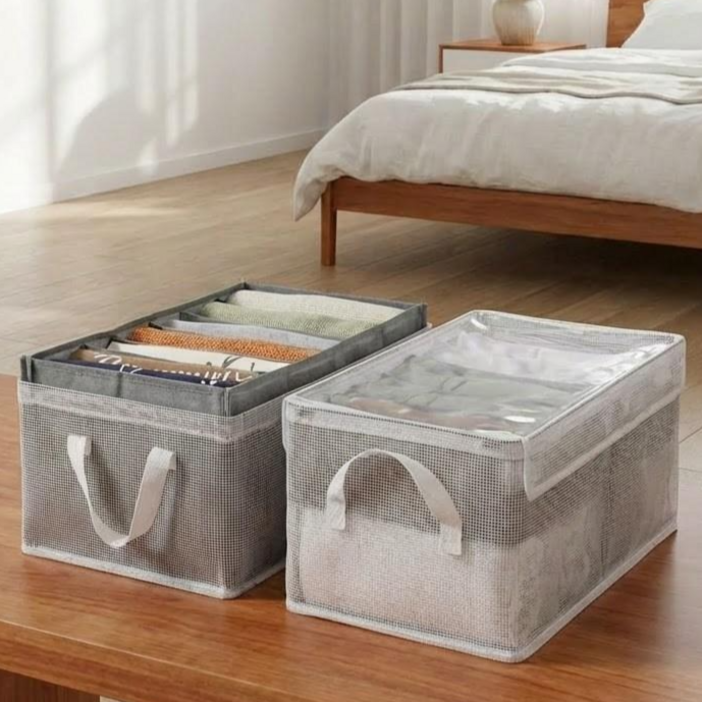 튼튼 프레임 의류 정리함 3종 세트 뚜껑오픈칸막이형