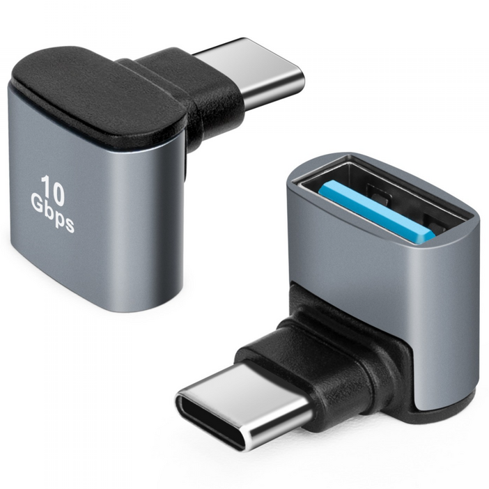 90도 USB C - USB 3.1 OTG 어댑터, 직각 USBC Type-C 플러그 - USB 소켓 어댑터, 스마트폰, 태블릿, 노트북용 10G 데이터 전송, 2개, 단일 제품