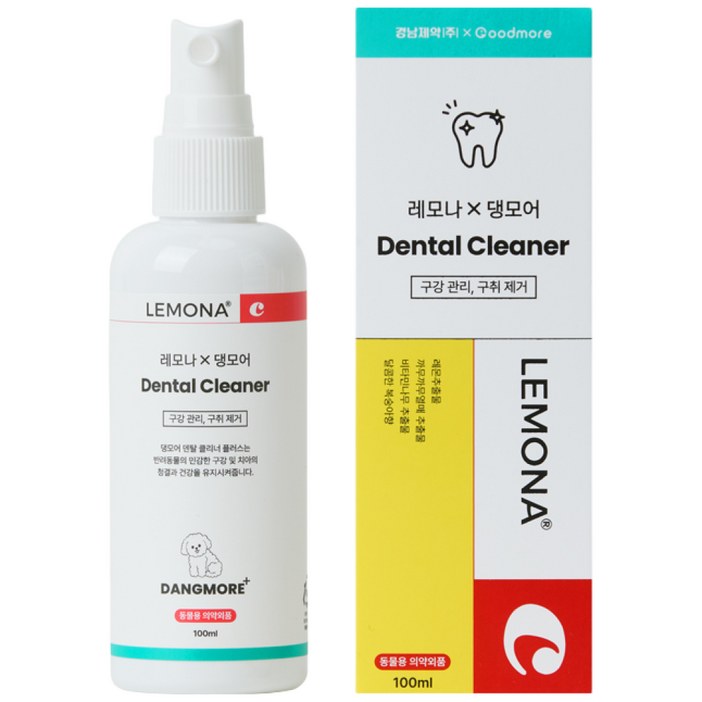 레모나x댕모어 덴탈클리너 100ml 강아지 고양이 입냄새 치석제거 뿌리는 구강 청결제