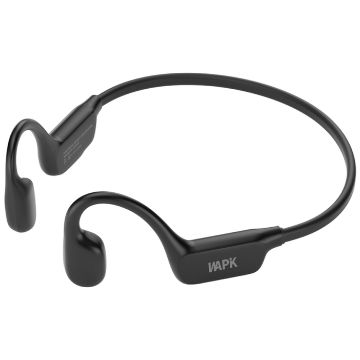 WAPIK 방수 BT5.4 귀걸이형 오픈형 골전도 블루투스 무선 이어폰 N60, 블랙