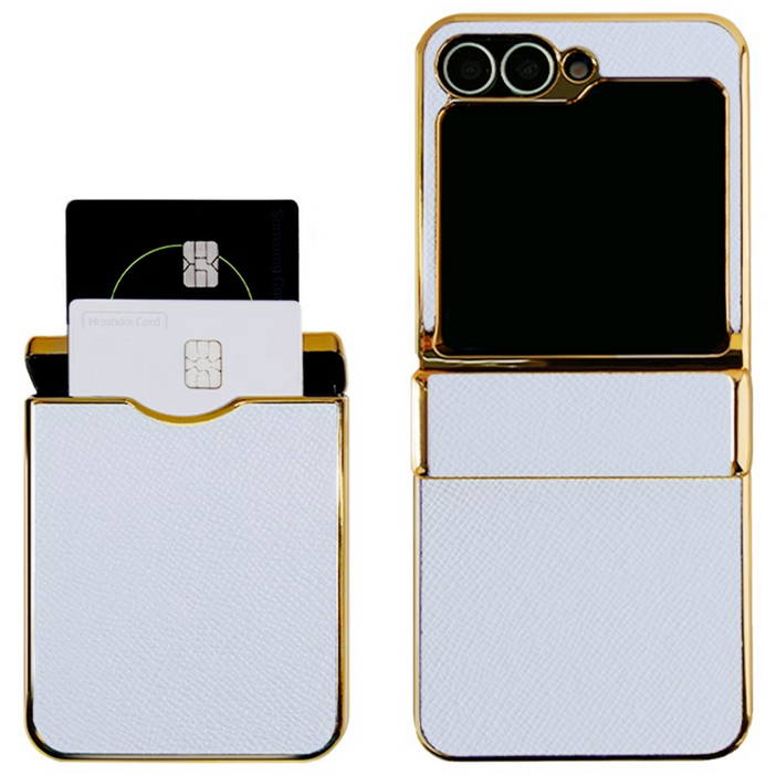 리네시 갤럭시 호환 Z플립 힌지보호 소가죽 카드수납 휴대폰 케이스