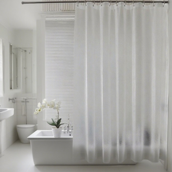 반투명 샤워커튼 욕실 욕조 방수 커튼링 세트 샤워 커튼  커튼링 12p, 1개, 화이트