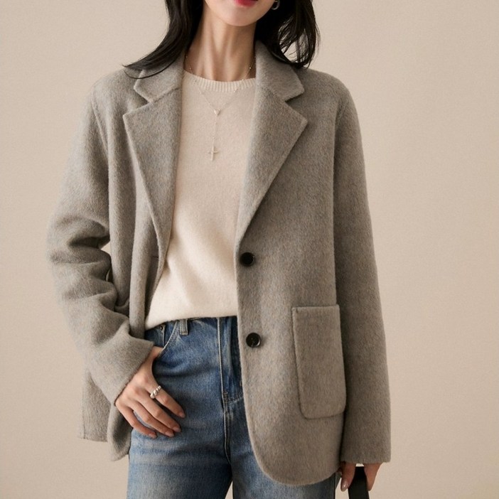 휠렉스 여성 봄 테일러드 싱글 자켓 하프기장 데일리 오피스룩 YD33