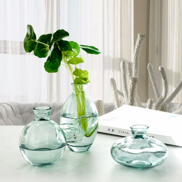 이드니 소형 인테리어 오브제 유리 화병 3P, 02. 초록( green )