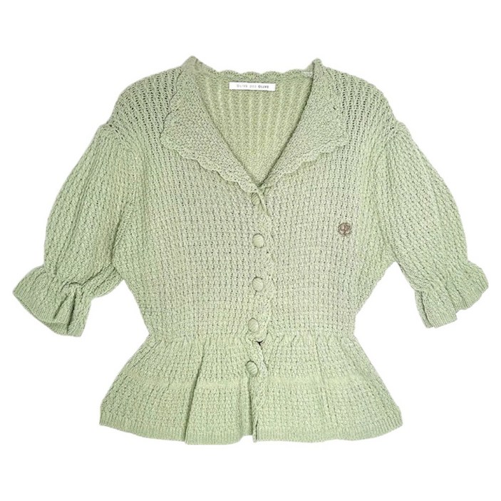 올리브데올리브 여성용 니트싸개단추 페플럼 가디건