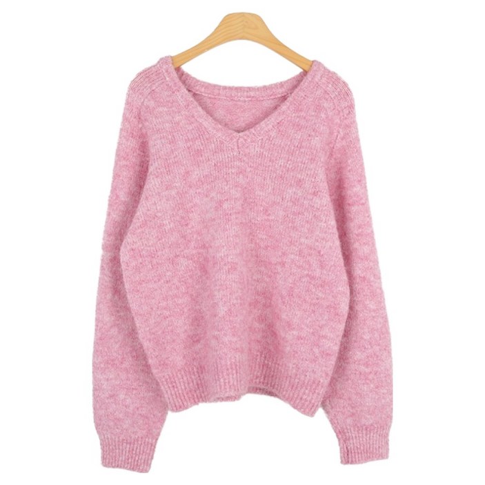 위드후이린 여성용 솜사탕 크롭 브이넥 니트