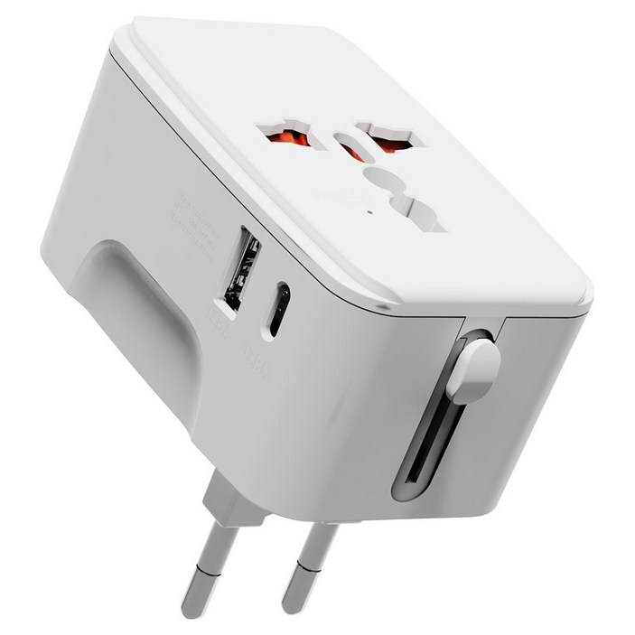누아트 해외 여행용 멀티 어댑터 2포트 C타입 + USB 포트 화이트