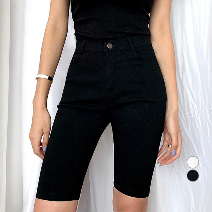 잘빠진 여성용 쿨모찌 5부 스키니 팬츠