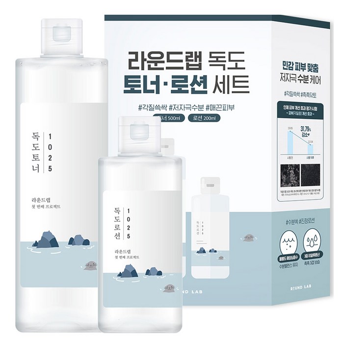 라운드랩 독도 토너 500ml 로션 200ml 세트
