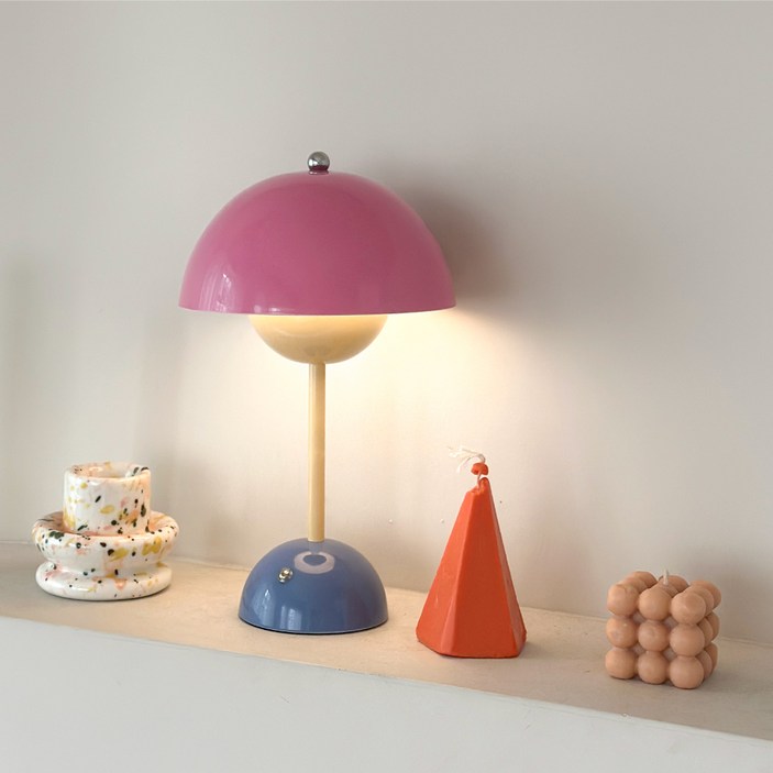 3색 포인트 무선 충전식 비비드 머쉬룸 단스탠드, 포피