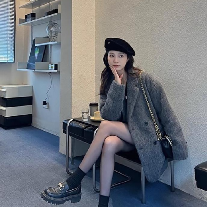 피어니스트 여성용 하프 카라 모직 코트 피어니스트 여성용 하프 카라 모직 코트
