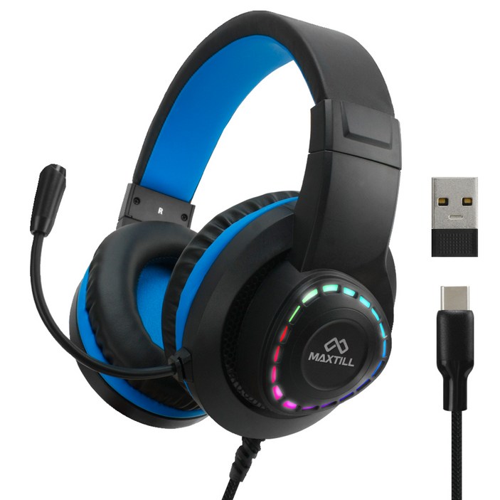 맥스틸 C타입 7.1채널 게이밍 헤드셋  USB 변환젠더, 블랙, GMHC10