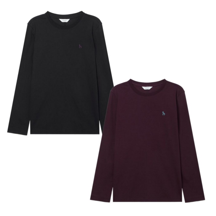 헤지스 여성 편안한 솔리드 긴팔 티셔츠 HSTS4CC72