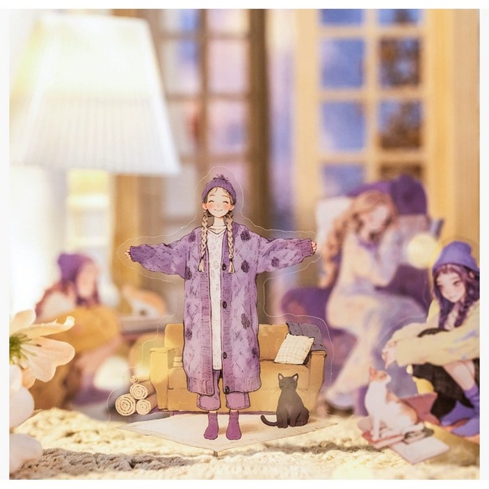 앨리스앤 빈티지 다꾸 인물 스티커팩 겨울 소녀 시리즈 6종