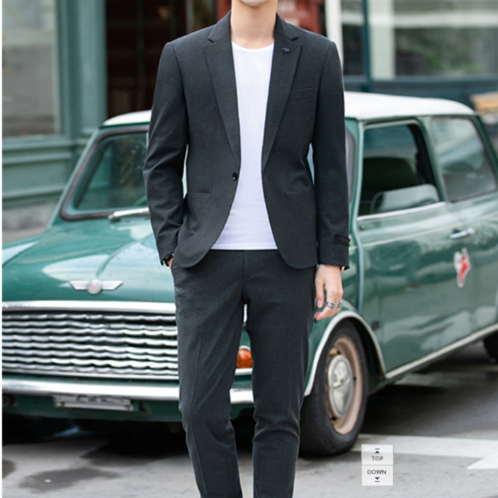 휠렉스 남성 캐주얼 사계절 원버튼 정장 수트세트  Y33