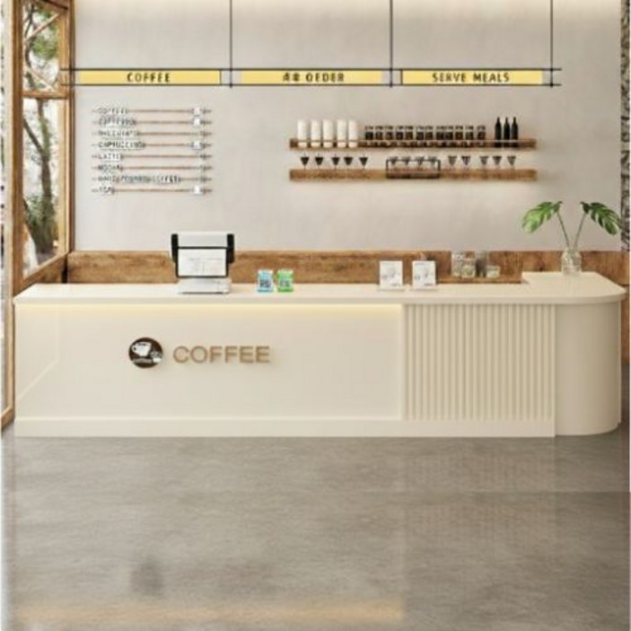 ORDUNE 세련된 카페 카운터 테이블 계산대 데스크 제작 작업대 프론트 리셉션 매장, 360x60x90cm색상,방향 선택 배송 메모