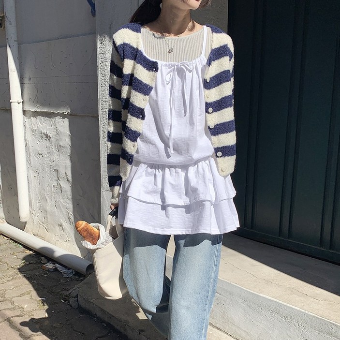 레이어드사계절 비비티 프릴 리본 뷔스티에 나시 원피스 2color