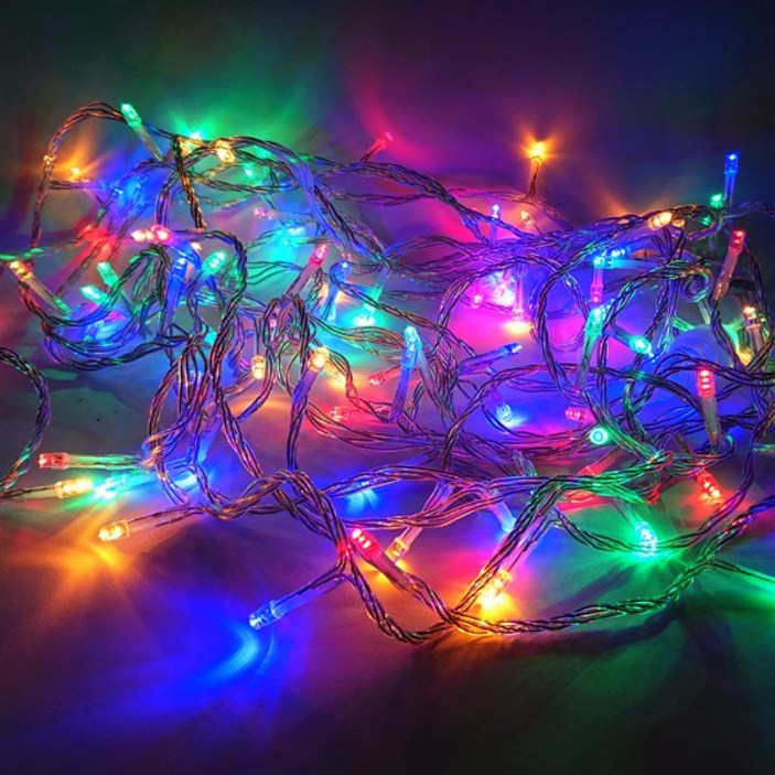 크리스마스장식품 선세이브[세트] 크리스마스 트리/캠핑 조명 LED 은하수 100구 투명선+전원케이블 세트, RGB(4색)