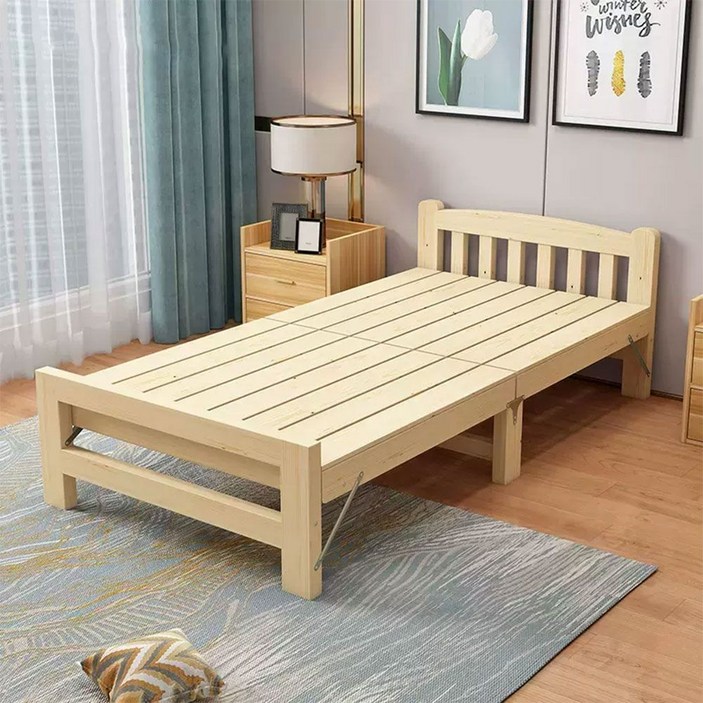 1인용 원목 침대 접이식 프레임 싱글 기숙사 원룸 간이침대 슈퍼싱글 소형, I. 폭 90cm 비펀칭