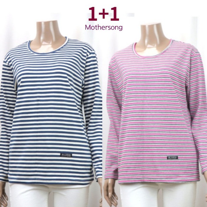 마더송 국산 순면100티 어르신옷 엄마티셔츠 할머니 면티 줄무늬