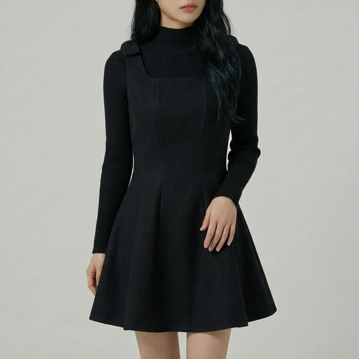 러아카 모직 뷔스티에 레이어드 원피스 세트