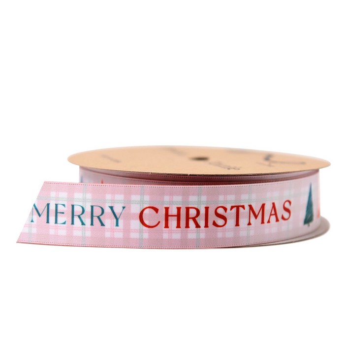 크리스마스리본 13.5m  구츄리 27m, 53.양면체크레터링흰색
