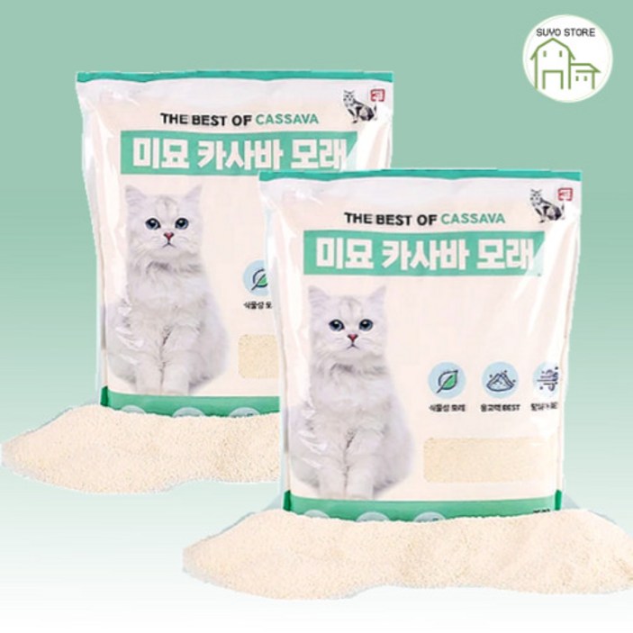 가필드모래보라 미묘 카사바 고양이 모래, 10L, 2개
