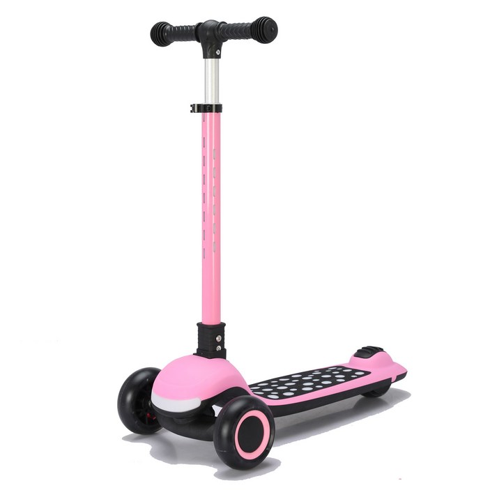 3~12세 어린이 스쿠터 킥보드 / 4단 높이조절 / 멜로디 음악 + 6가지 LED라이트 / 접이식 마이크로킥보드 스타일 / 유아 초등학생 선물용 아동킥보드, 분홍색, 1개