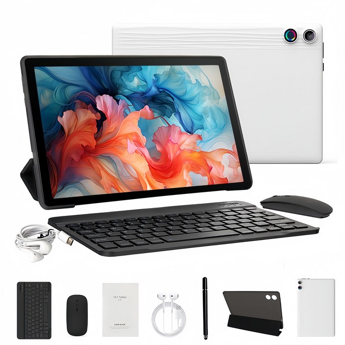 Wqplo A10L 태블릿PC,10.1인치태블릿,12G+64G,8 코어,안드로이드 14, Wi-Fi, 하얀색/White/슈트, 64GB
