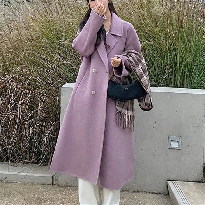 besteffie 고급스러운 스타일 겨울신상 롱코트 더블 클래식 라펠 울혼방 오버핏 모던 스타일 여성코트 JX15