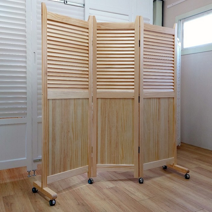 틈이 보이지않는 153 원목 바퀴 파티션 원룸 공간분리 가림막 카페 테이블 칸막이, 내추럴