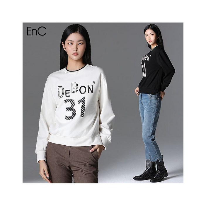 EnC 기모 맨투맨 티셔츠 958447