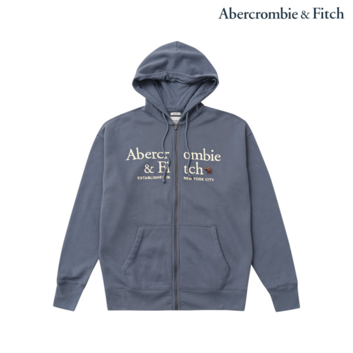 [A＆FITCH] 아베크롬비 그래픽 후드 집업 GRAY BLUE