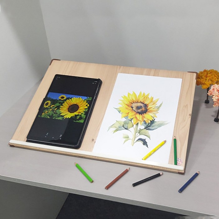 위즈독서대 수에이50 필기겸용 책거치대 간편 각도조절 독서대 원목 책받침대