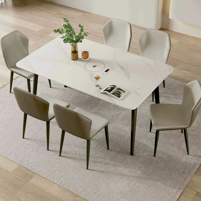 6인용 세라믹 인덕션 식탁 테이블 세트 전기 아파트 대형 인용 인덕션식탁 럭셔리