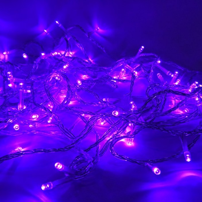선세이브 LED 은하수전구 100구 투명선정류기 세트 크리스마스 트리 전구 캠핑 조명 무드등, 보라색