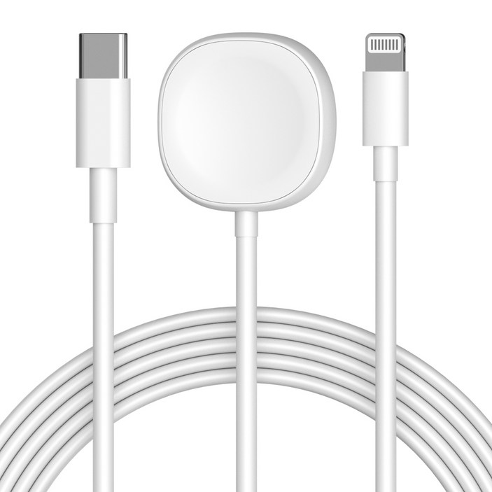 비하겐 애플워치 2in1 멀티 충전케이블 USB CTO8 고속충전, 화이트, 1개 비하겐 애플워치 2in1 멀티 충전케이블 USB CTO8 고속충전, 화이트, 1개