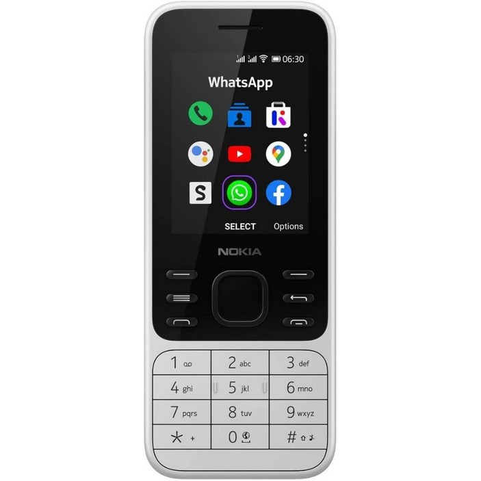 노키아 6300 4G 언락 듀얼 SIM WiFi 핫스팟 소셜 앱 구글 지도 및 어시스턴트 파우더 화이트