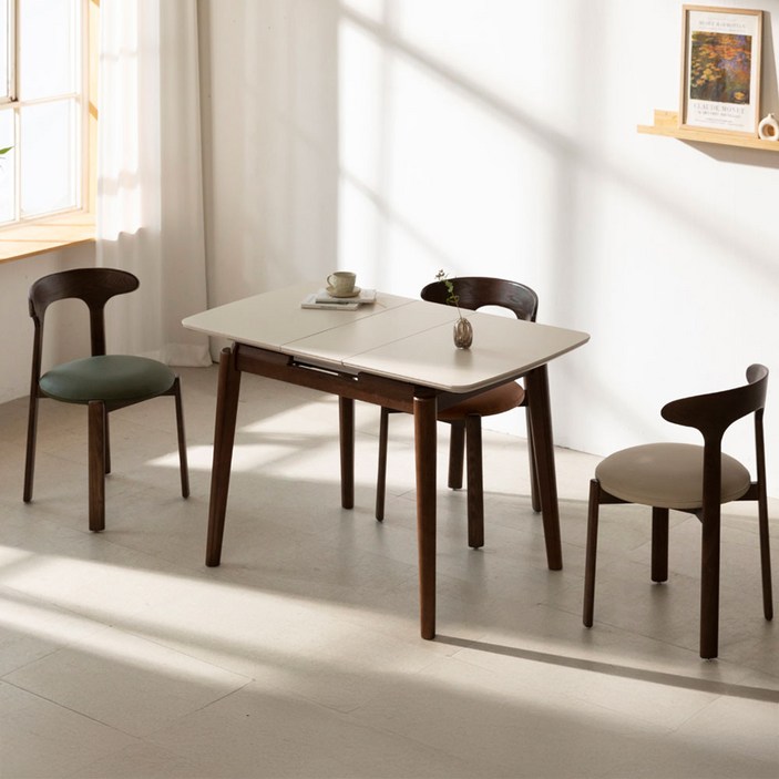 오크빌 지헨 확장형 세라믹 원목 식탁 테이블 2인 4인 950 1200