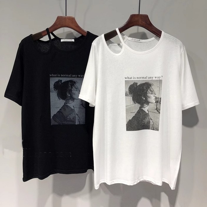 애니 어깨끈 반팔티셔츠