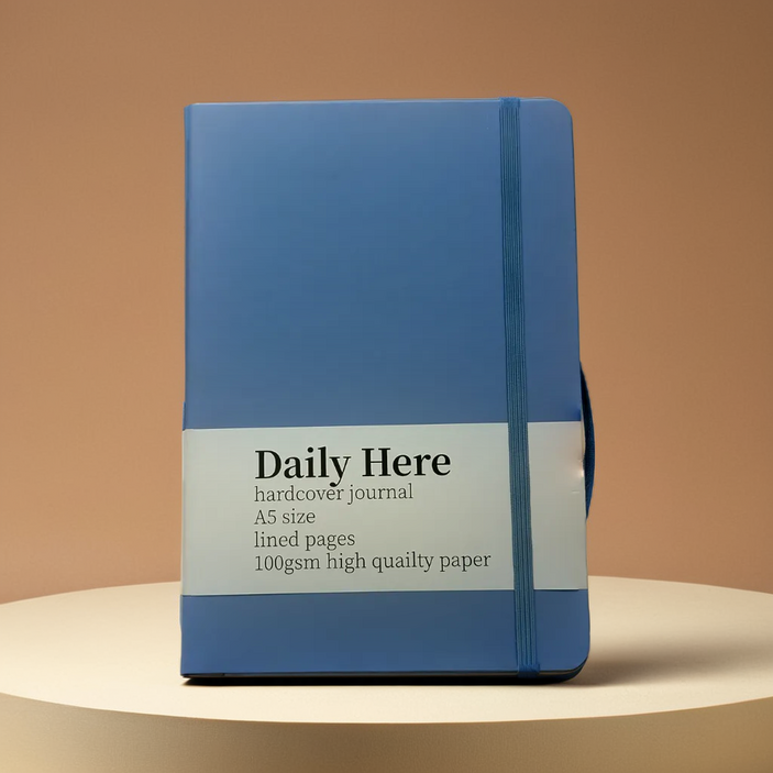 DailyHere A5 하드커버 스트랩 만년 다이어리, 블루