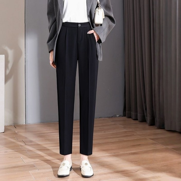 여성 9부 슬랙스바지 봄여름 밴딩 정장팬츠