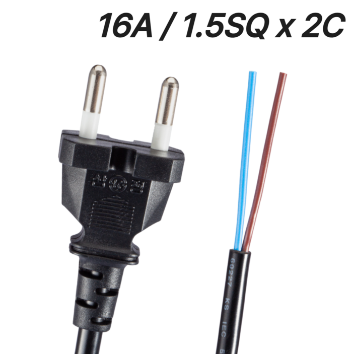 삼정 전원케이블 파워코드 16A 무접지 탈피 전원선 2C 코드선 블랙
