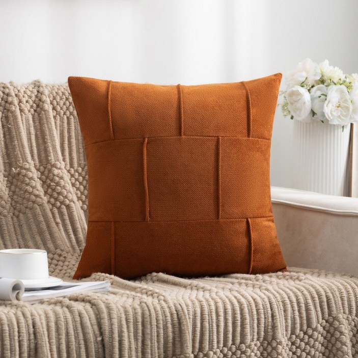 리빙플래너 컬러라인 쿠션 북유럽 거실 쇼파 침대 쿠션 디자인 쿠션커버 (쿠션솜 포함), 시나몬