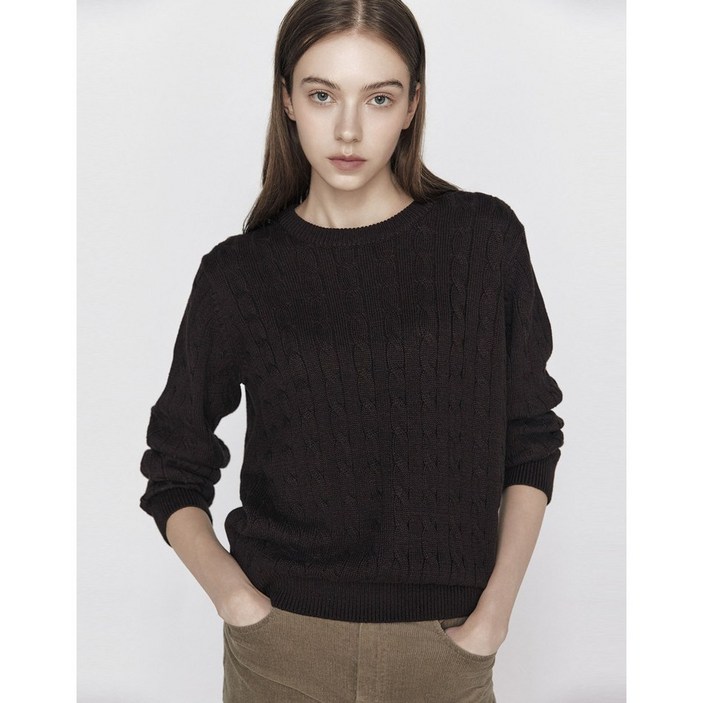 [지오다노] 여자 꽈배기 크루넥 니트 스웨터  05 35 5910