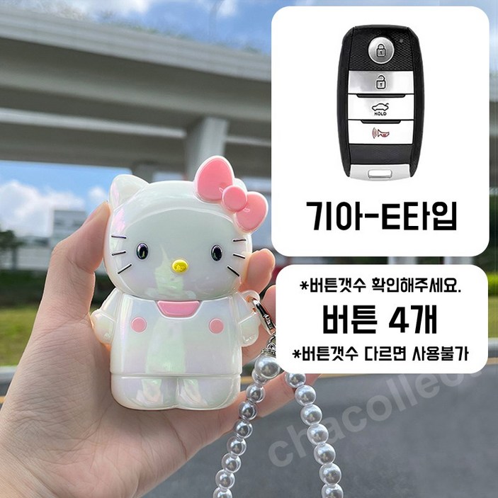 차콜렉트 키티 아이스 캐릭터 스마트키 케이스 키링 현대 기아 벤츠 BMW 자동차키 커버
